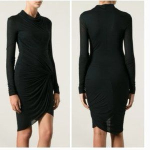 Helmut Lang Black 'Slack' Drape Jersey Dress Size Medium - Picture 5 of 14